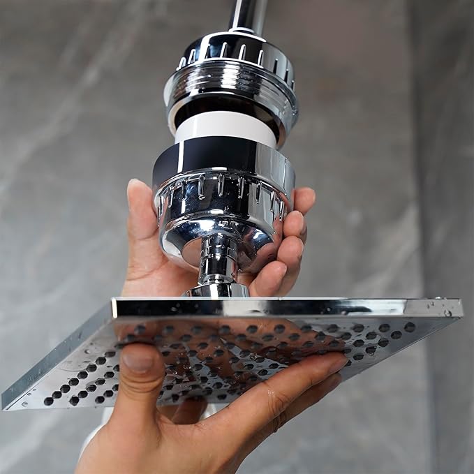 SOLVEX 15 Stage Shower Water Filter - Shower Head Filter, Remove Chlorine Heavy Metals and Other Sediments, Vitamin C Water Softener Reduces Dry Itchy Skin(Chromed),US-SP-50090