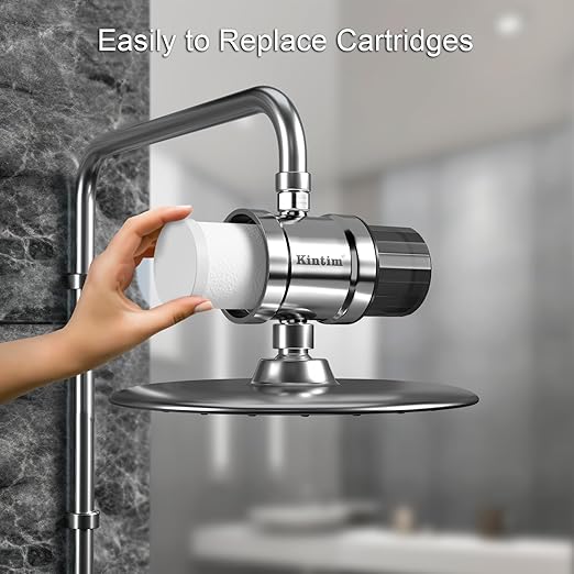 High Flow Shower Filter for Sensitive Skin and Hair with Metal Threads, Anti-Clogging Shower Head Filter, Reduces Chlorine, Scale, Chloramine, Sediments, and Odor