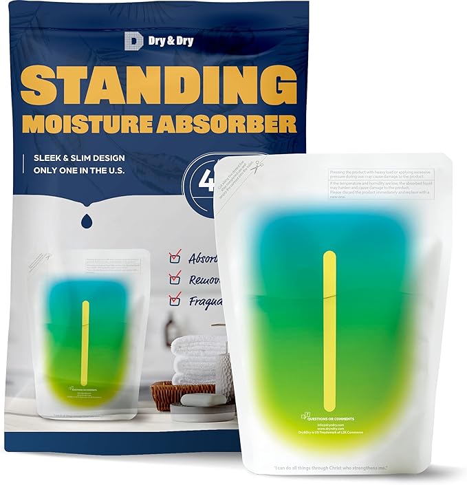 Dry & Dry [4 Packs Standing Moisture Absorbers to Control Excess Moisture for Basement, Closets, Bathrooms, Laundry Rooms - Moisture Absorbers Moisture Absorber