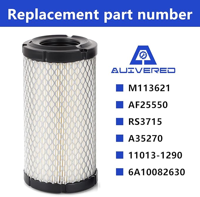 2 PCS M113621 Air Filter - Fit for John Deere M113621 NAPAA 6449 Fleetguard AF25550 WIX 46449 Kawasaki 11013-1290 11013-7029 11013-7048 Donaldson P822686