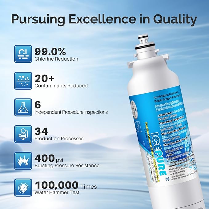 ICEPURE ADQ73613401 Refrigerator Water Filter Compatible with LG LT800P, LT800PC, ADQ736134, ADQ73613402, ADQ75795104, Kenmore 9490, LSXS26326S, LMXC23746S, LMXC23746D, LSXS26366S, RWF3500A, 3 PACK