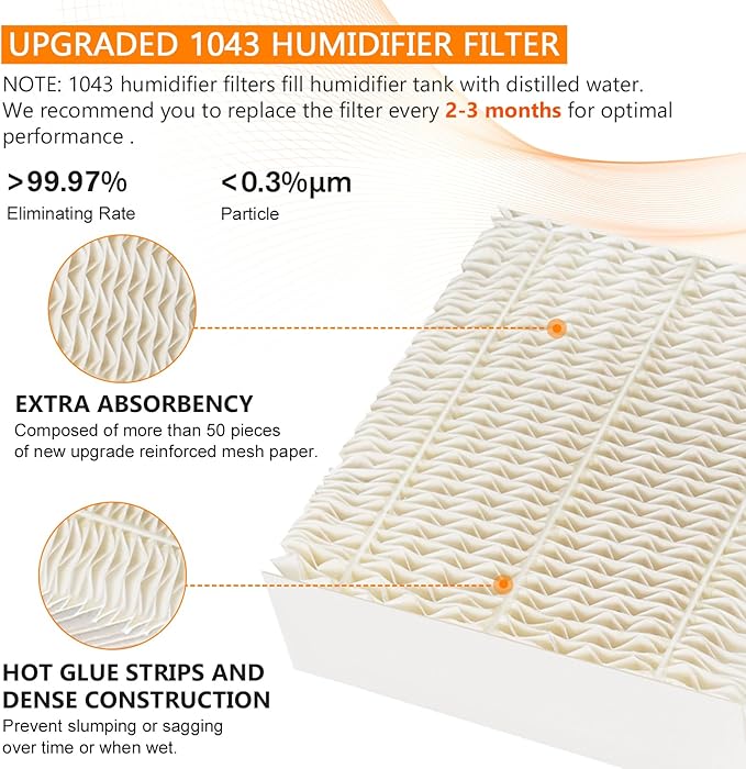 Blutoget 1043 Humidifier Wick Filter 2 Pack Compatible with Essick Air EP9 Series EP9500 EP9700 EP9800 EP9R500 EP9R800 821000 826000 826800 831000 &Bemis Space Saver 800 8000 Series Humidifiers