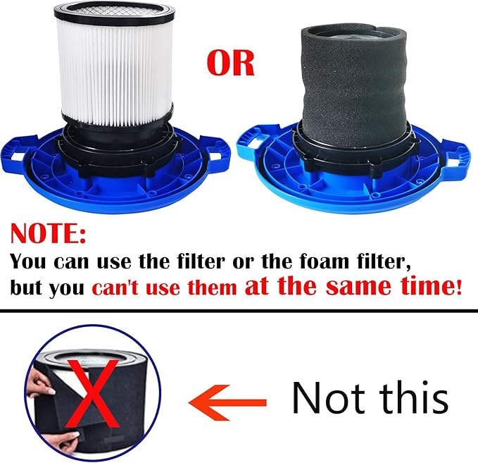 12 PCS Cartridge Filter 90304 Compatible with Shop Vac 90350 90333 5 Gallon and above,with 90585 Foam Filter, 90107 Filter,10-14 Gallon Vacuum Bags,Retaining Bands