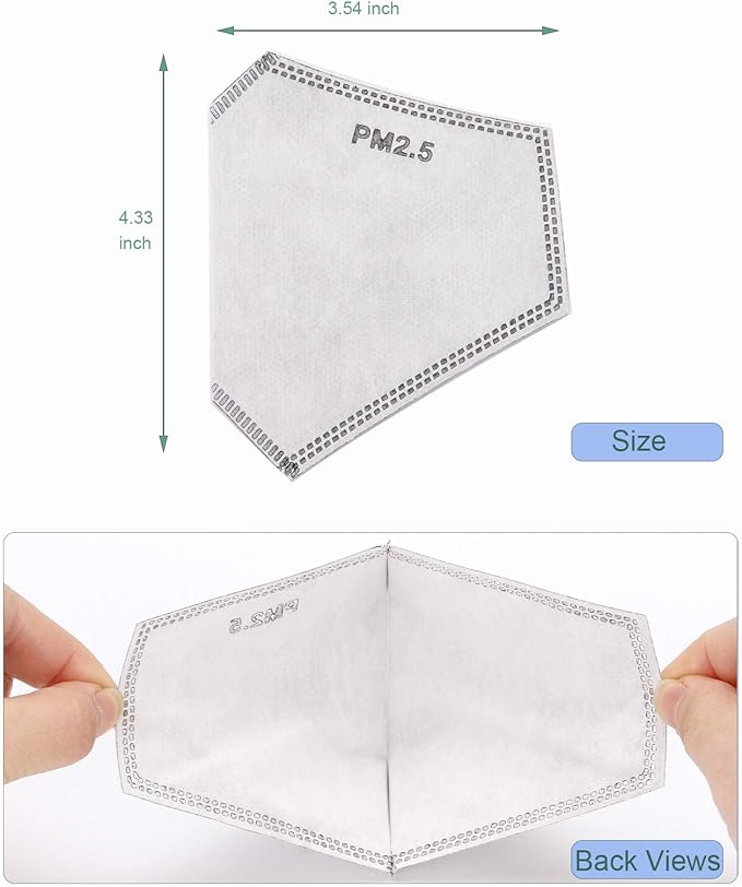 100 PCS New 3D Cutting PM 2.5 Activated Carbon Filter, 5 Layers 3D Pm2.5 Filter Insert Dustproof Air Pollution Replaceable Protective Filter Large Size