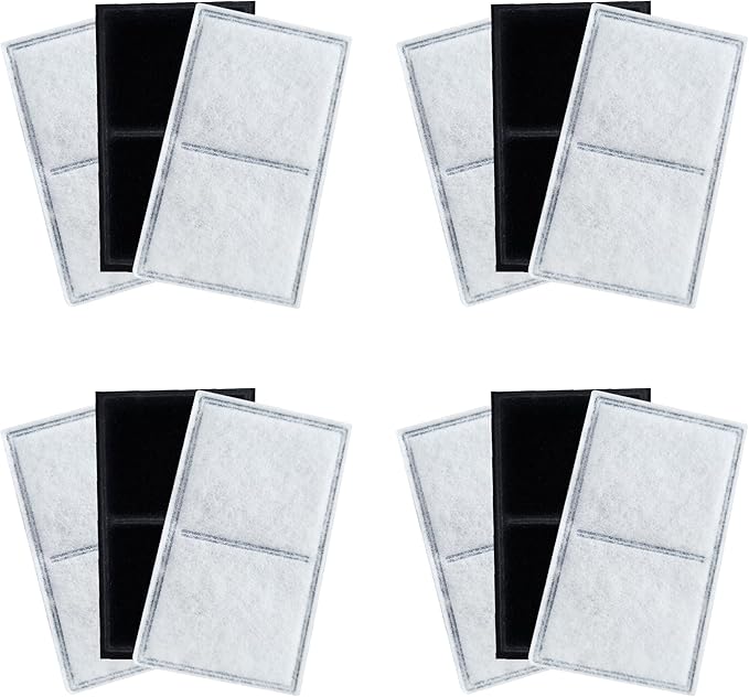 12 Pack Pet Fountain Premium Carbon Replacement Filters Compatible with PetSafe Drinkwell Platinum, Multi-Tier, Everflow, Outdoor Dog Water Dispenser, Dog Cat Water Fountain Charcoal Filters