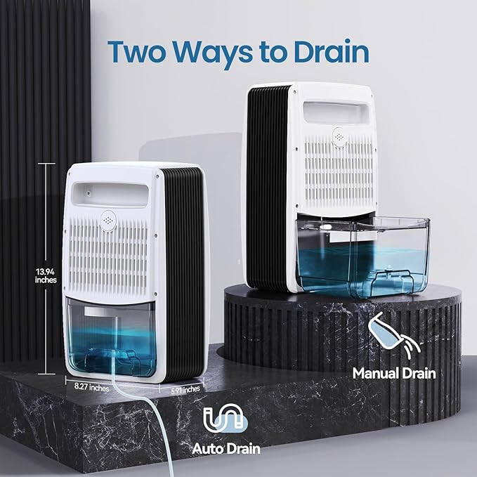Dehumidifier with Drain Hose for Bathroom, 95 OZ Dehumidifiers for Home Bedroom Basement & RV with Auto Shut-off, Aromatherapy