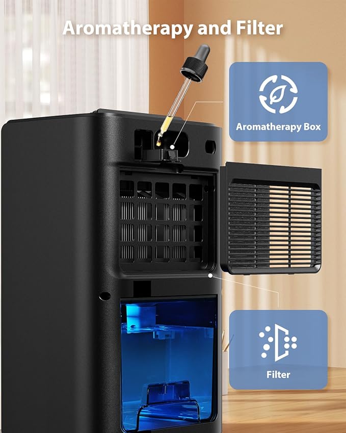Dehumidifiers for Home, 850 sq.ft 95oz Dehumidifier with Drain Hose Timer Sleep Mode Auto-Off 7 Colors Light, Dehumidifier for Bedroom Bathroom Basements RV Black Gold