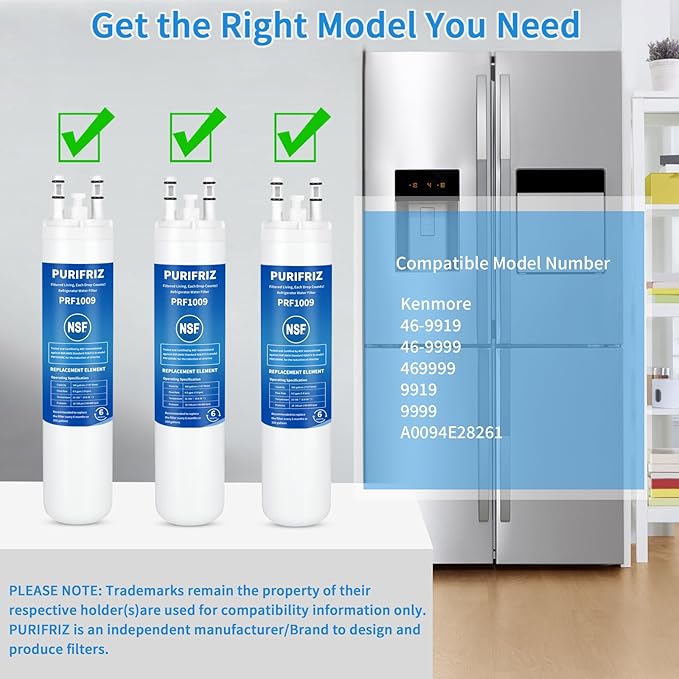 Refrigerator Water Filter Compatible with Kenmore 9999, 469999, 46-9999, A0094E28261 Water and Ice, NSF Certified, 6 Month / 300 Gallon, 1 Pack
