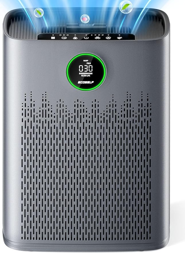 Air Purifiers for Home Large Room, Cover Up to 2400 Ftยฒ with True HEPA Filter, Smart Mode, PM2.5 Air Quality Display, 22dB Sleep Mode, Aromatherapy with 2X-Purification & 360ยฐAir Outlet, HAP603, Grey