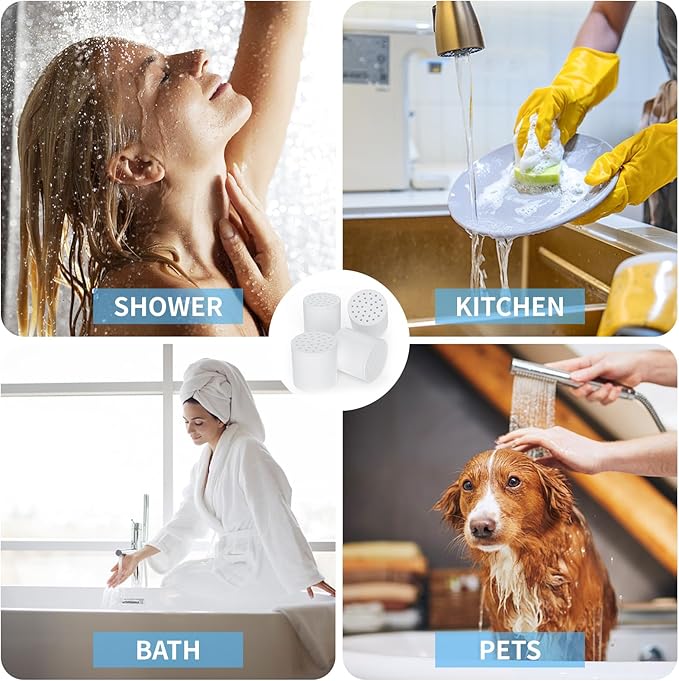 4 Pack*20 Stage Shower Filter Replacement Cartridge for Hard Water Shower Head Filter, Remove Sediment, Heavy Metals, Iron, Other Deposits to Optimize Water Quality (Cartridge Only)