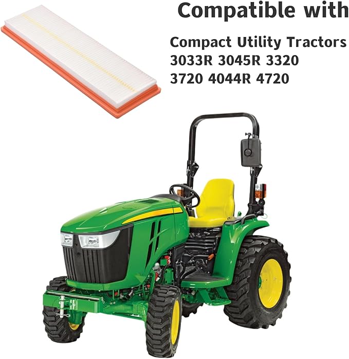 MIU10010 Air Filter Compatible with Compact Utility Tractors 3033R 3045R 3320 3720 4044R 4720 Replaces John Deere MIU10010