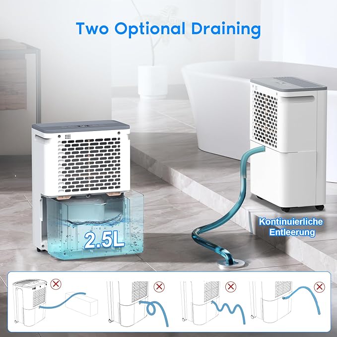 COLAZE 50 Pint Dehumidifier, Dehumidifier for Basement with Drain Hose, Dehumidifiers for Home up to 4,500 Sq. Ft, Ideal for Bedroom, Bathroom & Large Rooms, Smart Control, 24H-Timer & Auto Defrost