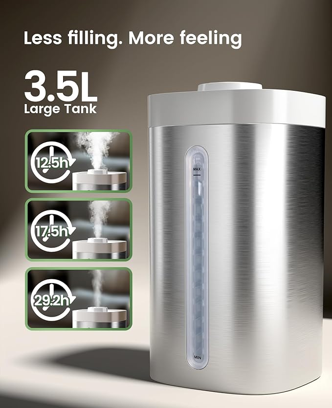 Stainless Steel Humidifier, Easy to Clean Humidifier, Dishwasher Safe Humidifiers, Cool Mist Humidifiers for Bedroom