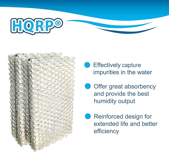 HQRP Humidifier Wick Filter Compatible with Sears Kenmore 14909, 14912, 32-14912, 42-14912, Emerson Essick Air AIRCARE HDC-2R & HDC-411, BestAir E2R Replacement, 6-Pack
