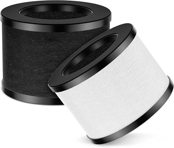 2 Pack TZ-K1 Replacement Filter Compatible With FreAire Air Purifier, ToLife And MK01 MK06 Purifier, 3-in-1 Upgraded Filtration Filters, Activated Carbon and Pre-filter, 360° Rotating Filter(Black)