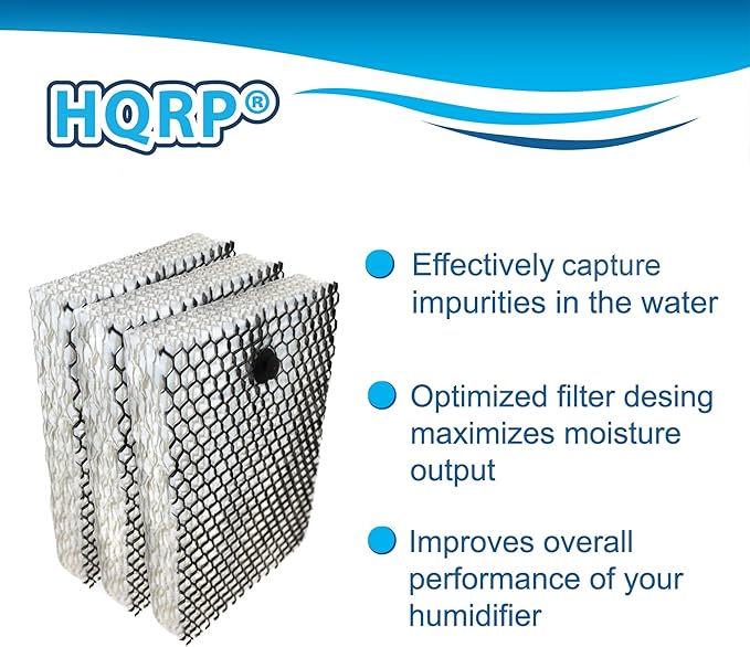 HQRP 3-Pack Wick Filters Compatible with Sunbeam SF235, SCM630, SCM630WC, SCM630BC, SCM631, SCM631C, SCM7808, SCM7809 Humidifiers, Replacement for Holmes HWF100 HWF100CS HM630 HM729
