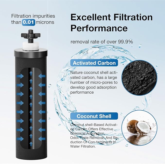 Black Purification Elements,Replacement Filters for ProOne® and Berkey® Filters,ProOne® Big+ or Berkey® Big Countertop Gravity Water Filter System(4 Pack)