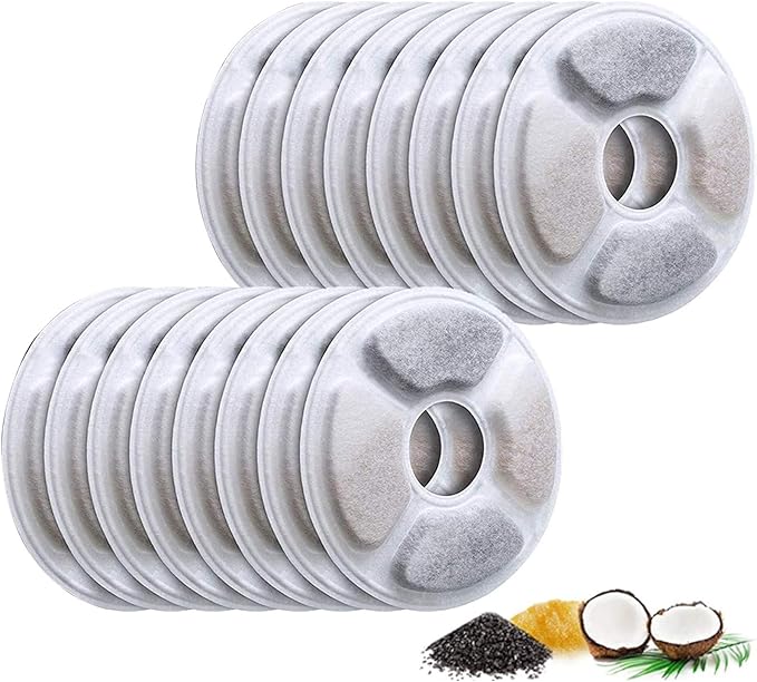 Replacement Filters for Pet Water Fountain - Activated carbon Filters for Cats and Dogs Automatic Water Dispenser (16 Pack)