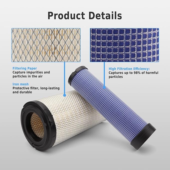 Engine Air Filter Compatiblw with Donaldson P828889 P829333 John Deere AT171853 AT171854 Caterpillar Cat Backhoe 110-6326 110-6331 Wix 46569 Case 222422A1 Baldwin RS3545 Engine Air Filtration