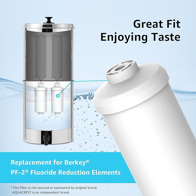 AQUA CREST Fluoride Water Filter, Replacement for Berkeyยฎ PF-2ยฎ Fluoride Reduction Elements, Berkeyยฎ Gravity Filtration System, NSF/ANSI 372 Certified, Pack of 2