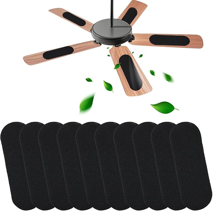 10PCS Ceiling Fan Filters for Blades, Unscented Activated Coconut Shell Carbon Air Filter Easy-Stick Ceiling Fan Blade Filters Universal Ceiling Fan Air Filters for Bedroom Living Room