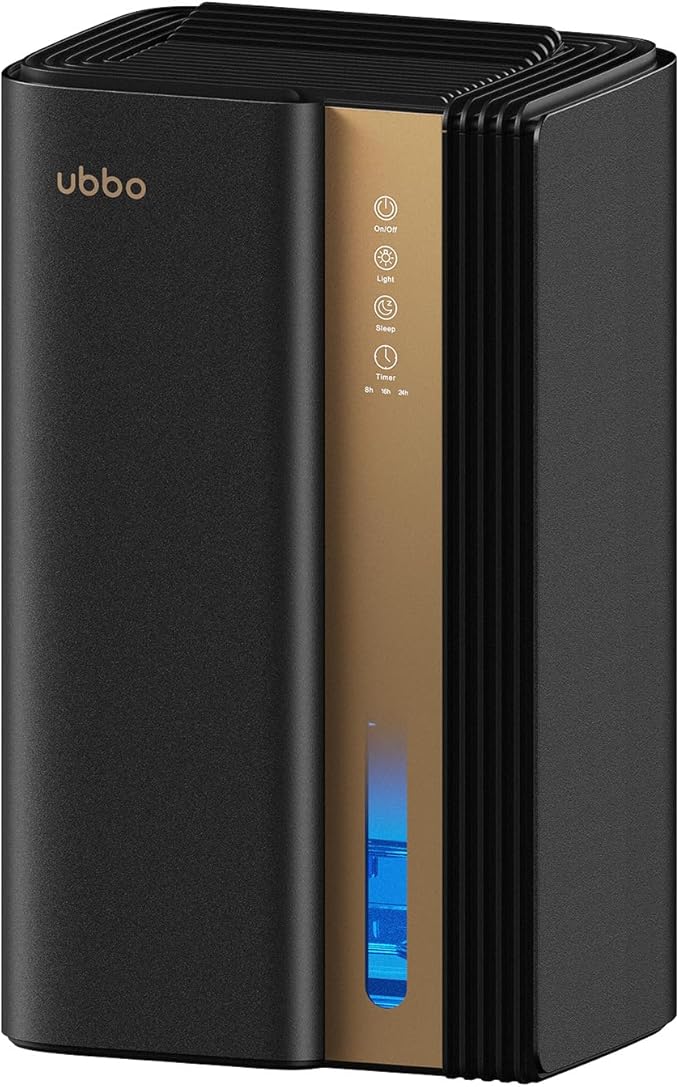 Dehumidifiers for Home, 850 sq.ft 95oz Dehumidifier with Drain Hose Timer Sleep Mode Auto-Off 7 Colors Light, Dehumidifier for Bedroom Bathroom Basements RV Black Gold