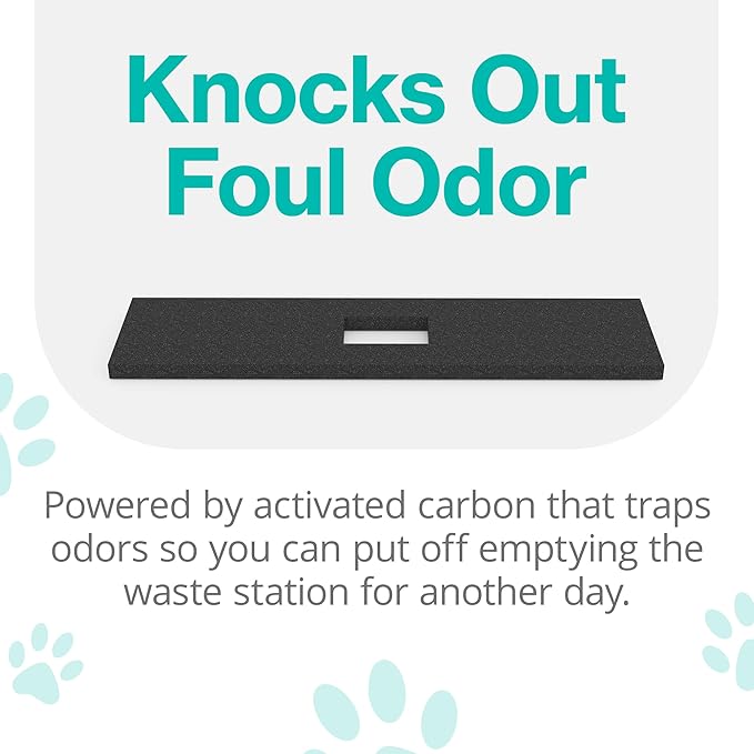 PawPail Activated Carbon Filter for Pet Litter and Trash Cans, Durable Long-Lasting Odor Absorber, Easy to Attach Freshener for Pet Waste Stations | Lasts Up to 3 Months - Black
