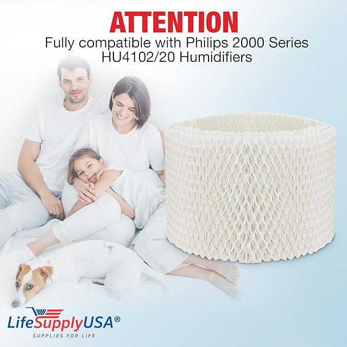 LifeSupplyUSA Humidifier Filter Replacement Wick Compatible with Philips 2000 Series HU4102/20 Humidifiers