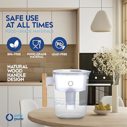 10-Cup Long-Life Water Filter Pitcher – 120-Gallon Capacity, Removes 99% Lead, PFAS, Mercury, Microplastics & More – 5X Filter Lifespan