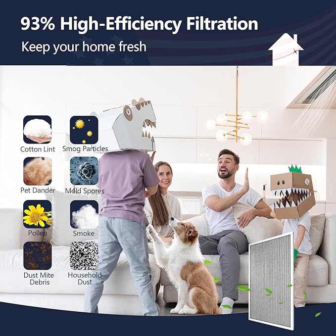 12x12x1 Electrostatic Air Filter, Reusable MERV 8 Aluminum AC/HVAC Furnace Filter, Washable Lifetime Permanent Air Filter, Easy to Clean,Increases Airflow(Actual Size:11.69x11.69x0.82)