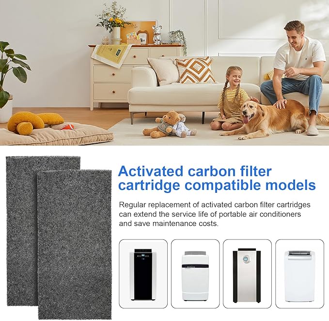 ARC-14S Activated Carbon Filter Cartridge Replacement for Whynter Portable Air Conditioners, Compatible with ARC-CF-14S,ARC-14SH,ARC-141BG and ARC-143MX Models-4 Pcs