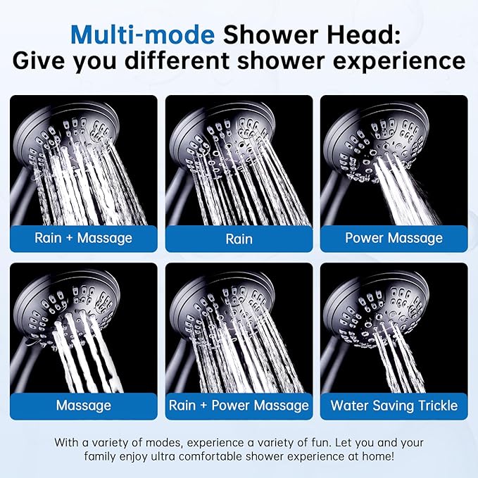 G-Promise Luxury Filtered Handheld Shower Head, Shower Set 6 Spray Showerhead with Effective Filter of 2 Cartridges, Adjustable Metal Bracket, Extra Long Hose (Oil Rubbed Bronze with Filter)