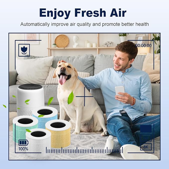Core Mini Toxin Absorber Replacement Filter for LEVOIT Core Mini and Core Mini-P Air Purifier, 3-in-1 H13 Grade True HEPA and Activated Carbon, Core Mini-RF-TX, 6 Filter & 10 Fragrance Sponge, Green