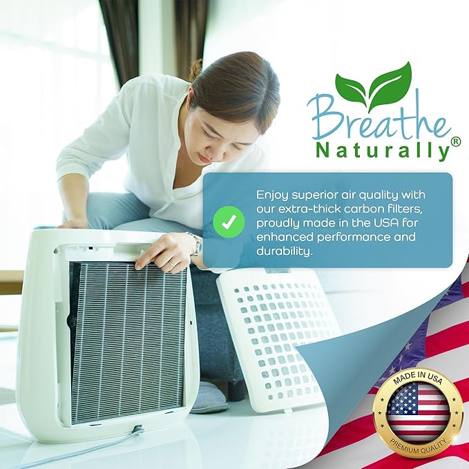 Breathe Naturally - Hapf600 HEPA Carbon Filter Replacement for Holmes Air Purifiers - High Efficiency Carbon Air Cleaner Filters - Compatible with Holmes HAPF600 Series - (6 Pack Carbon Filter C)