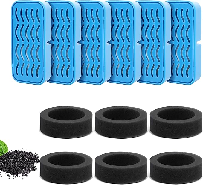 PETCHO 6-Pack Cat Water Fountain Filters Compatible with Original Stainless Steel Cat Water Fountain, Activated Carbon & Resin, Multiple Filtration Isolates Floating Hairs