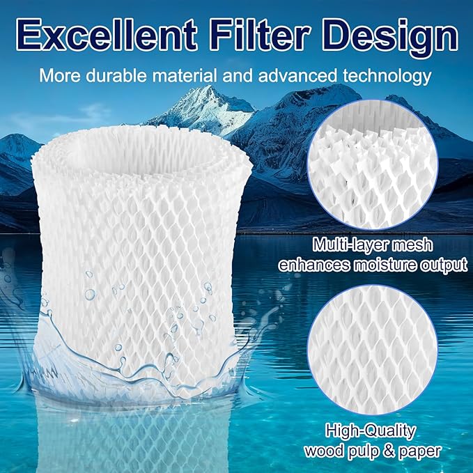 Humidifier Replacement Filter Compatible with Canopy Bedside and Nursery Humidifiers, Wood Pulp & Paper Filter, 4 Pack