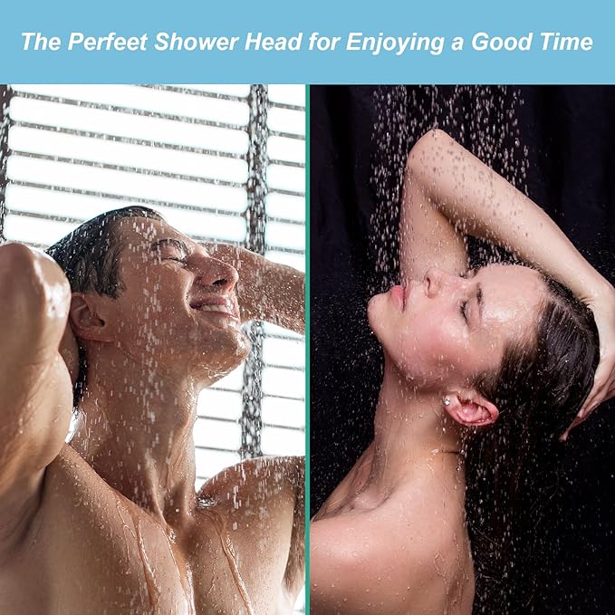 OFFO Filtered Shower Head, 20 Stage Shower Filter Head for Hard Water with Pause Mode, 9 Modes High Pressure Shower Head with Filter for Remove Chlorine and Harmful, Chrome