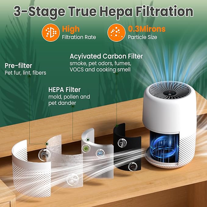 Core Mini Replacement Filter Compatible with LEVOIT Core mini-P Air Purifier, 3-in-1 Pre, H13 True HEPA, Activated Carbon Filtration System,Core Mini-RF,2 Filter & 10 Fragrance Sponge,By Improvedhand