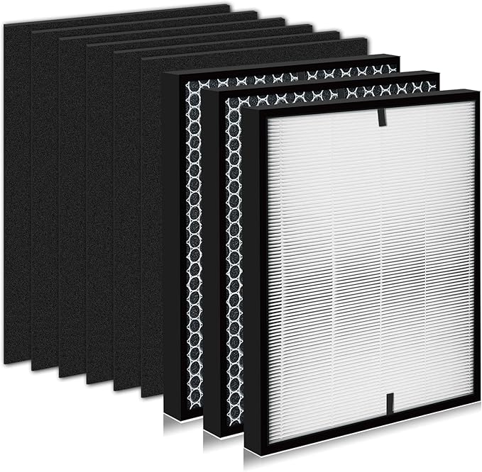3000 Replacement Filters, Compatible with 3000, 3000M, 3000Pro Air Pur-ifier, 1 Efficiency Air Filters,2 Activated Carbon Filters and 6 Carbon Pre-Filters