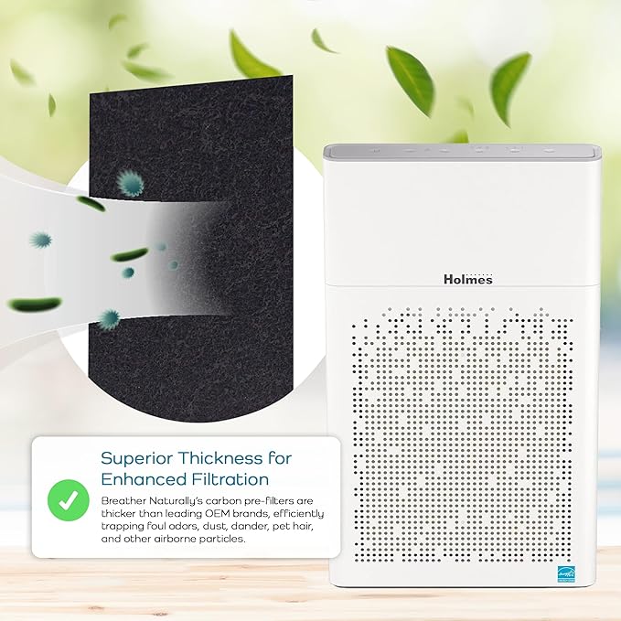Breathe Naturally - Hapf600 HEPA Carbon Filter Replacement for Holmes Air Purifiers - High Efficiency Carbon Air Cleaner Filters - Compatible with Holmes HAPF600 Series - (6 Pack Carbon Filter C)
