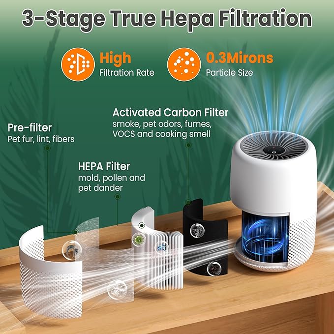 Core Mini Replacement Filter Compatible with LEVOIT Core mini-P Air Purifier, 3-in-1 Pre, H13 True HEPA, Activated Carbon Filtration System,Core Mini-RF,4 Filter & 10 Fragrance Sponge,By Improvedhand