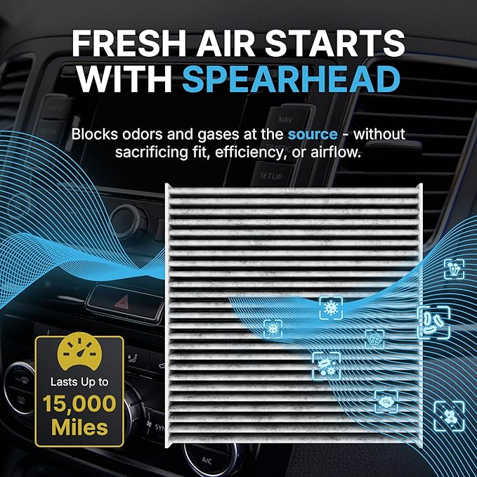 Spearhead Odor Defense Breathe Easy Cabin Filter | Fits 2011-19 Explorer, 2009-19 Flex, 2009-19 Taurus, 2010-16 MKS, 2010-19 MKT Like OEM | Up to 25% Longer Lasting w/Activated Carbon (BE-176)