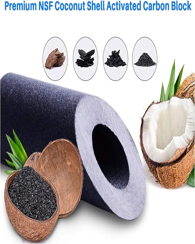 CFS – 4 Pack Activated Carbon Block Water Filter Cartridges Compatible with WHKF-DWH Models – Remove Bad Taste and Odor – Whole House Replacement Filter Cartridge – 10" Universal Filter Cartridge