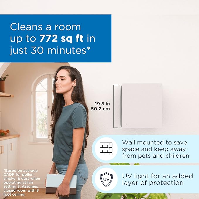 Medify MA-45 UV Light Air Purifier with True HEPA H13 Filter | 1,544 ft² Coverage in 1hr for Wildfires Smoke, Odors, Pollen, Pets | Removal to 0.1 Microns | White, 1-Pack