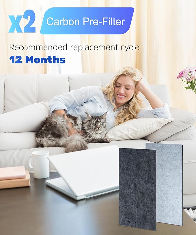 2 Pack Activated Carbon filters Compatible with AIRCARE 1051 Evaporative Humidifier, Essick Air Part # 1051-Models 4DTS300, 4DTS900, H12300HB, H12600,H12400HB,696800,696400HB