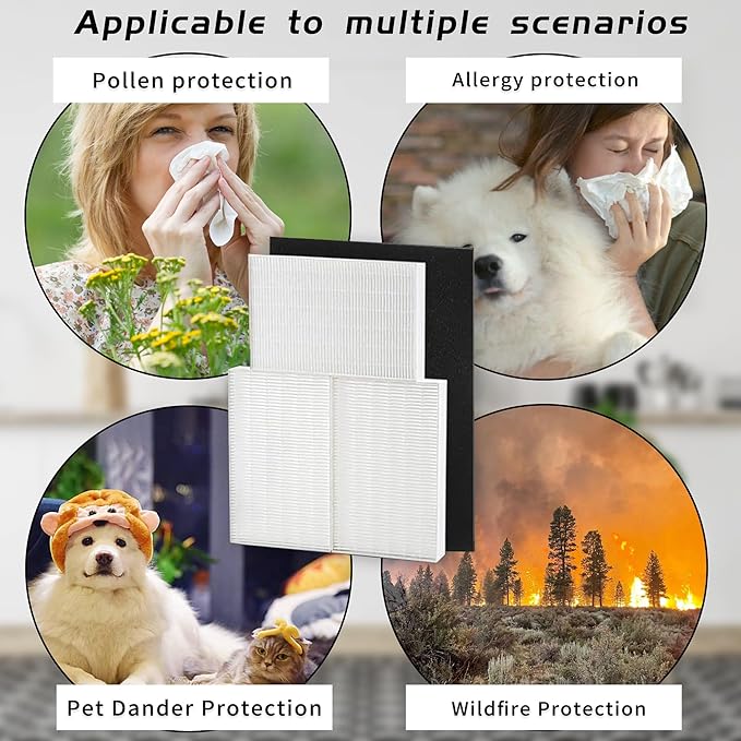 6 Pack HPA300 HEPA Filter Replacement R with 8 Pack Activated Carbon Filter A Compatible with Honeywell Air Purifier HPA300, HPA304, HPA200, HPA3300 and HPA5300 Series