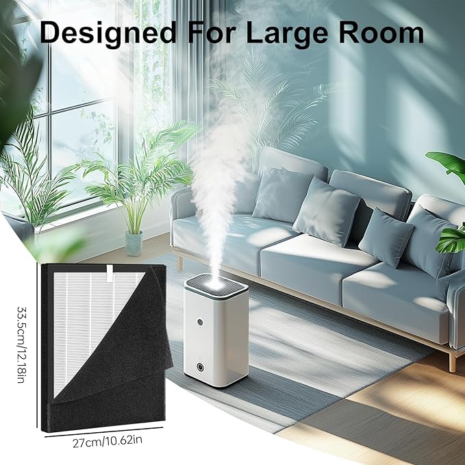 1PACK for KJ190L Washable replacement filter element, compatible with MOO-KA KJ190L Air-Purifier,High-Efficiency activated carbon 3-stage filtration PET
