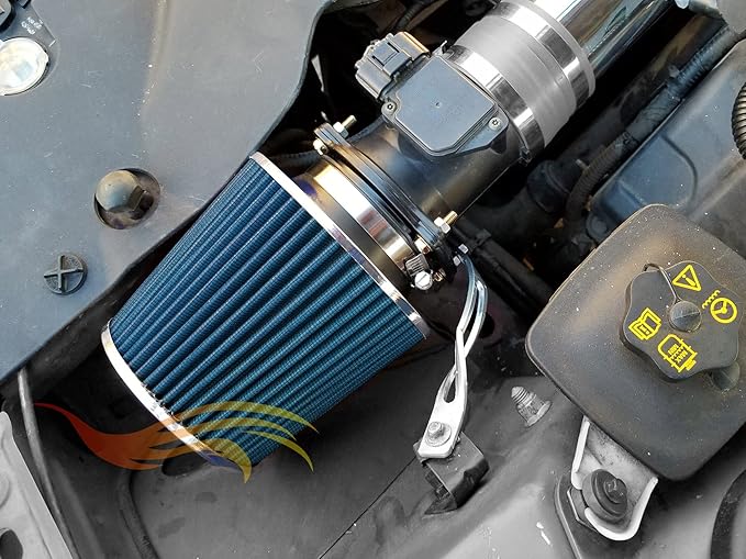 BLUE 6" 152 mm Inlet Short Truck Cold Air Cone Replacement Performance Washable Clamp-On Dry Air Filter (6" Tall)
