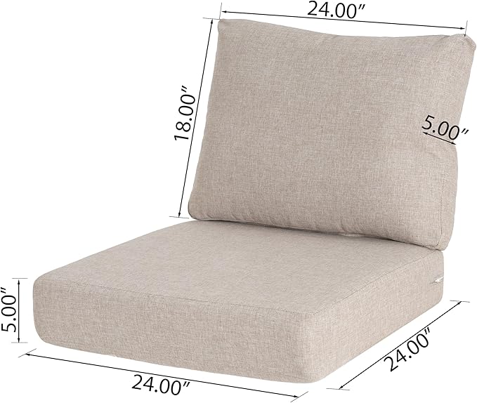 GDFStudio Outdoor Club Chair Cushion Set,5" Thick Water-Repellent Seat & Back Cushions,UV-Resistant Fabric,All-Weather Comfort Pads for Patio,Deck,Garden,Backyard Seating,Beige