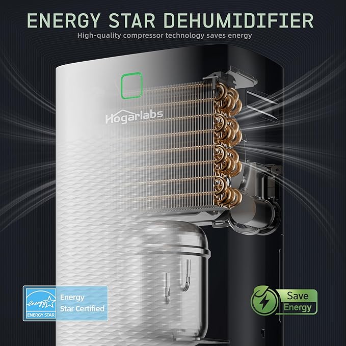 50 Pint Smart Dehumidifiers for Home and Basements, with 3 Working Modes, Overflow Protection, and Auto Shut off Restart. Ultra Silent Dehumidifier with Drain Hose and Digital Control Panel.